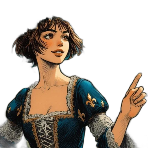 dress, comic book art, concept art, fantasy art, watercolor, blue, golden, earth tones transparent PNG cut-out