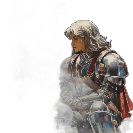 sword, fantasy art, concept art, comic book art, photorealistic, majestic, lion, silver-haired transparent PNG cut-out