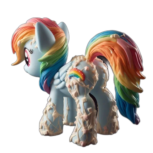 3d render, concept art, vividly, colored, anthropomorphic, pony, figurine, featuring transparent PNG cut-out