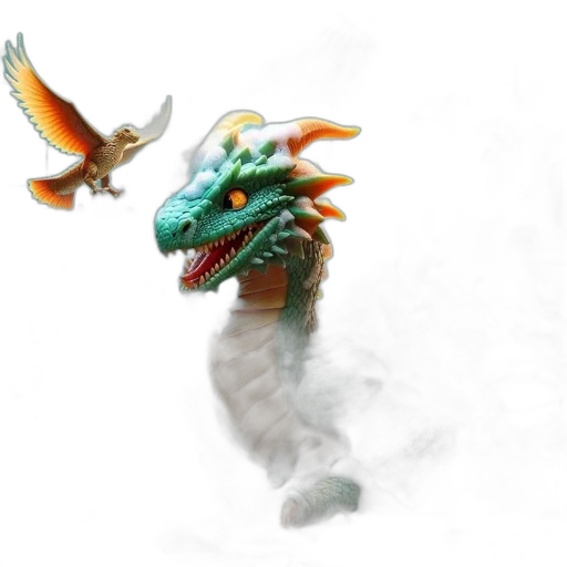 dragon, creature, staff, animal, fantasy art, concept art, 3d render, photorealistic transparent PNG cut-out