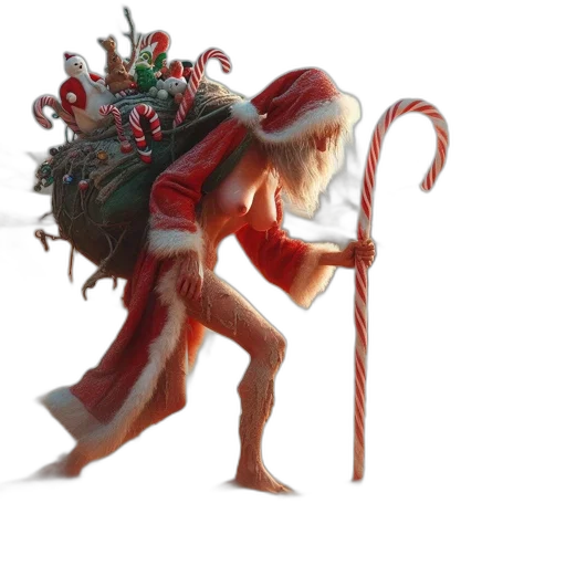 creature, concept art, fantasy art, 3d render, desert, setting, santa, claus transparent PNG cut-out