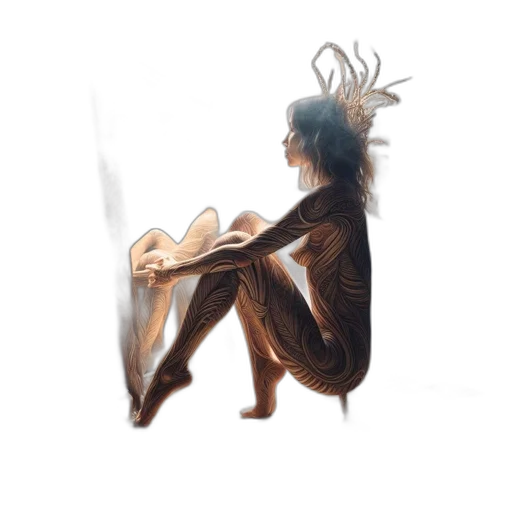 hair, creature, dress, mask, concept art, fantasy art, photorealistic, watercolor transparent PNG cut-out
