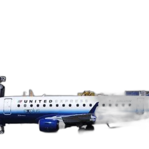 staff, 3d render, concept art, united, express, airplane, parked, tarmac transparent PNG cut-out