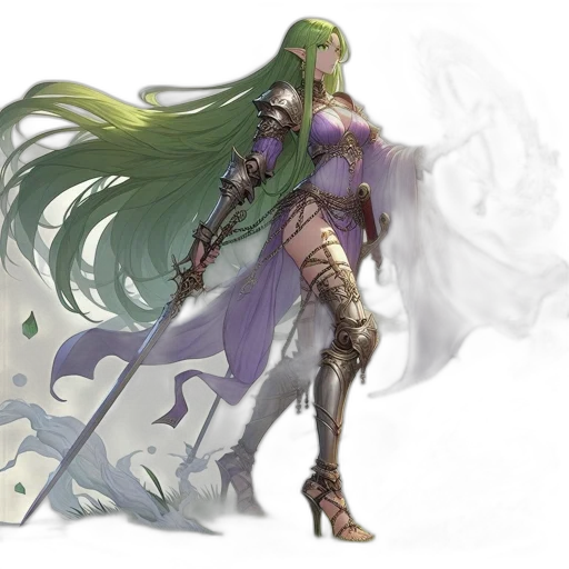 sword, weapon, concept art, fantasy art, comic book art, watercolor, green, pastel transparent PNG cut-out