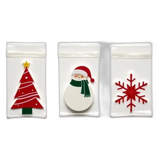 set, three, christmas-themed, stickers, displayed, each, sticker, encased transparent PNG cut-out