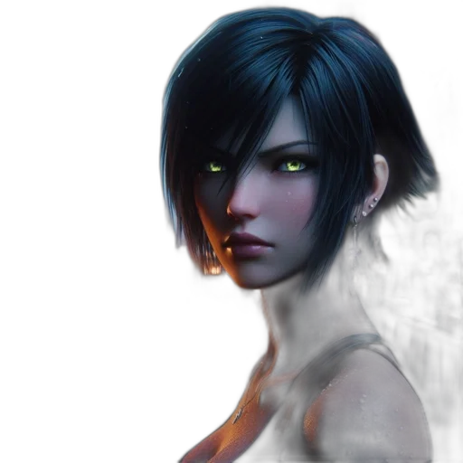 face, fantasy art, photorealistic, concept art, cyberpunk, blue, dark, animated transparent PNG cut-out