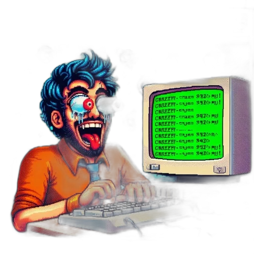 pixel art, vaporwave, cyberpunk, 3d render, overwhelmed, man, many, eyes transparent PNG cut-out