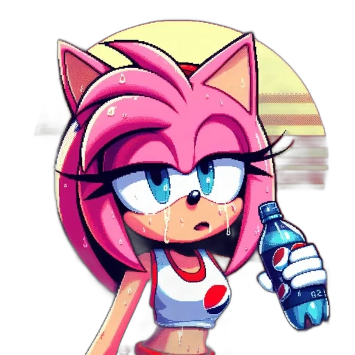 pixel art, concept art, vaporwave, 3d render, animated, pink, furred, character transparent PNG cut-out