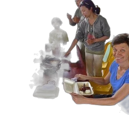 food, staff, 3d render, photorealistic, oil painting, concept art, group, people transparent PNG cut-out