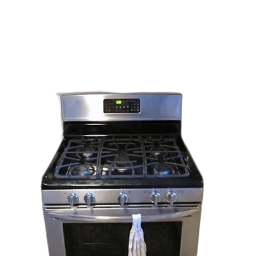 robot, 3d render, kitchen, stainless, steel, stove, microwave, surrounded transparent PNG cut-out