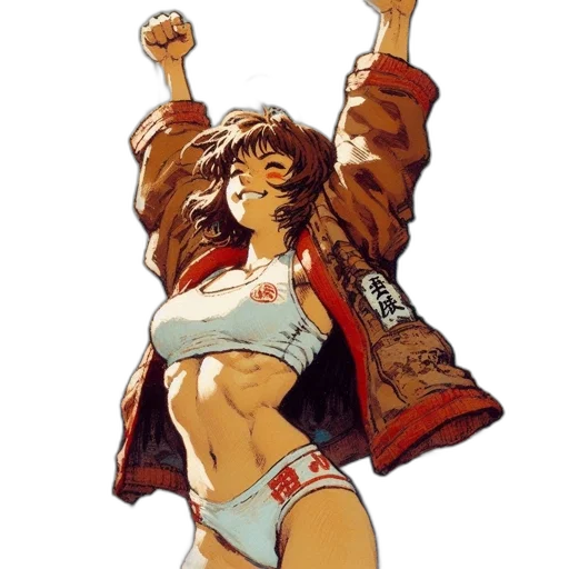 jacket, comic book art, concept art, pixel art, cartoon, boxing, ring, female transparent PNG cut-out