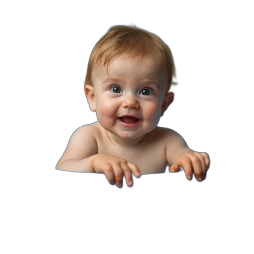 face, creature, animal, hair, photorealistic, 3d render, oil painting, baby transparent PNG cut-out