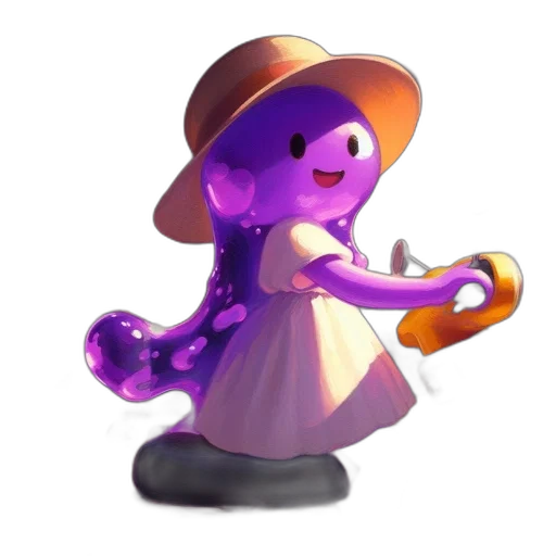 staff, hat, dress, flower, concept art, 3d render, fantasy art, pixel art transparent PNG cut-out