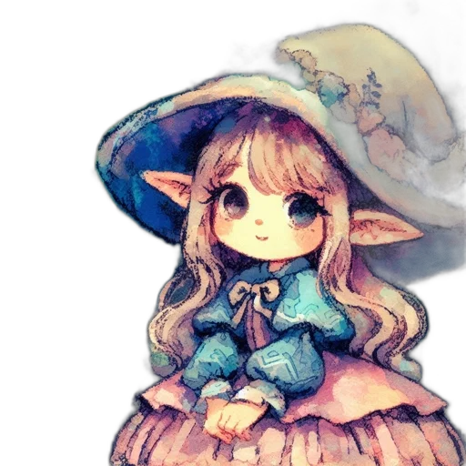 hat, dragon, staff, dress, watercolor, fantasy art, pixel art, concept art transparent PNG cut-out