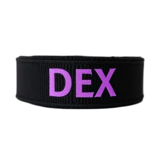 black, strap, word, dex, purple, capital, letters, displayed transparent PNG cut-out