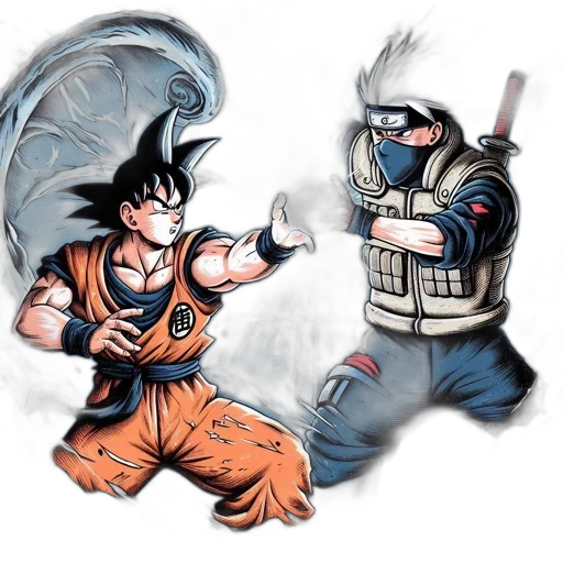 concept art, comic book art, fantasy art, anime, fire, two, animated, characters transparent PNG cut-out
