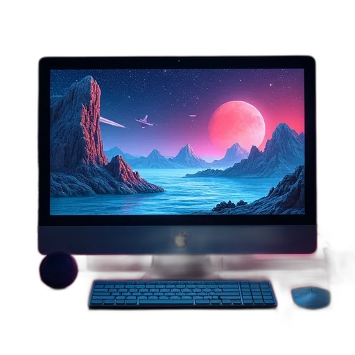 staff, robot, 3d render, concept art, vaporwave, fantasy art, outer space, night transparent PNG cut-out