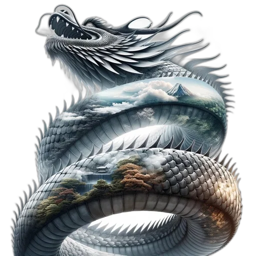 dragon, creature, animal, fantasy art, concept art, photorealistic, 3d render, underwater transparent PNG cut-out