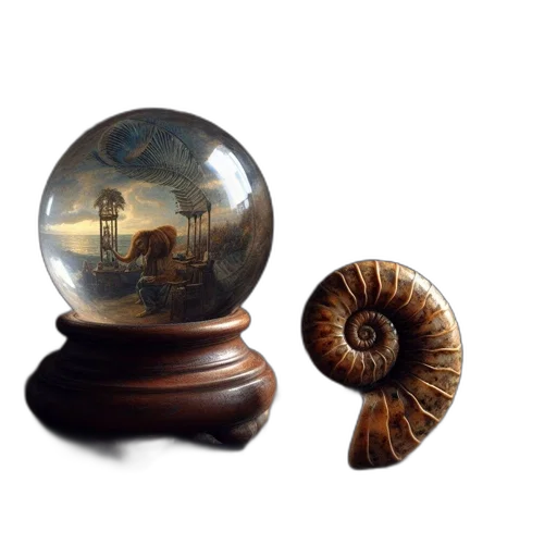 furniture, jewelry, photorealistic, fantasy art, concept art, 3d render, underwater, vintage transparent PNG cut-out