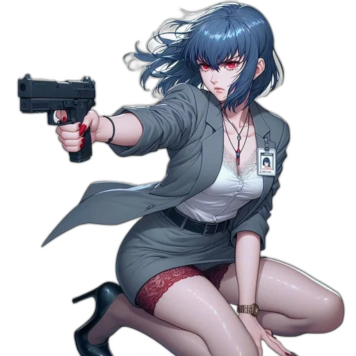 weapon, jacket, staff, umbrella, concept art, cyberpunk, anime, comic book art transparent PNG cut-out