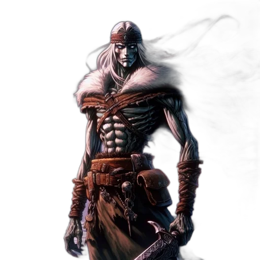 sword, weapon, concept art, fantasy art, comic book art, photorealistic, dark, long-haired transparent PNG cut-out