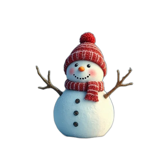 hat, 3d render, snow, snowman, christmas, card, copy, space transparent PNG cut-out