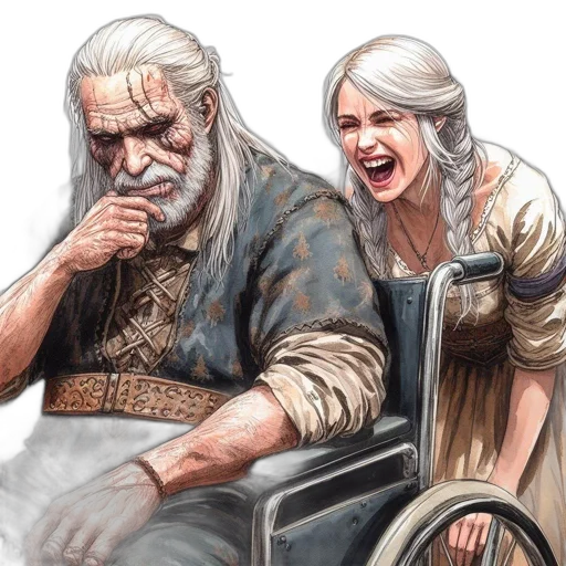 weapon, concept art, fantasy art, comic book art, watercolor, fire, elderly, man transparent PNG cut-out
