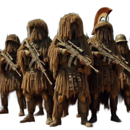 weapon, staff, concept art, 3d render, fantasy art, group, heavily, armed transparent PNG cut-out