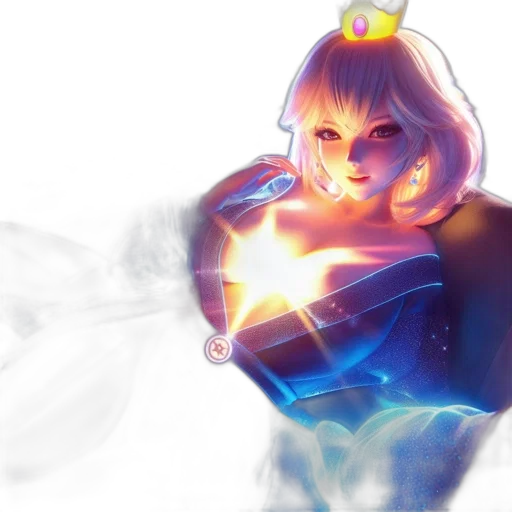 crown, staff, dress, concept art, fantasy art, anime, 3d render, fire transparent PNG cut-out