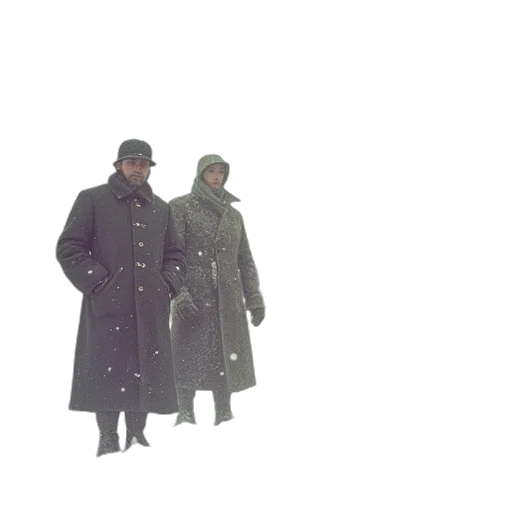 jacket, hat, concept art, snow, fog, city street, monochrome, dark transparent PNG cut-out
