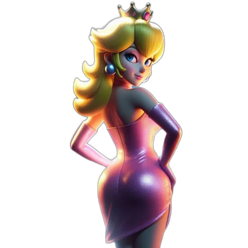 dress, crown, robot, concept art, 3d render, pixel art, cartoon, neon transparent PNG cut-out
