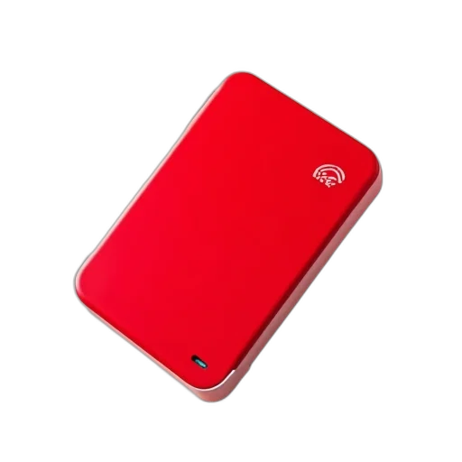 red, external, hard, drive, white, logo, top, left transparent PNG cut-out