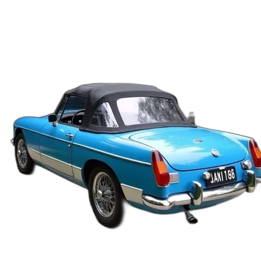 car, 3d render, photorealistic, blue, vintage, convertible, black, top transparent PNG cut-out
