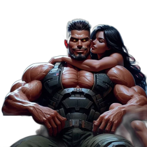 comic book art, concept art, cyberpunk, fantasy art, man, tactical, vest, woman transparent PNG cut-out