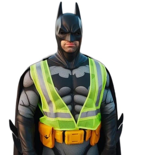 concept art, 3d render, comic book art, man, batman, costume, stands, crosswalk transparent PNG cut-out