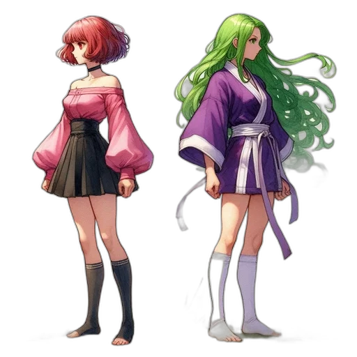 dress, concept art, anime, pixel art, fantasy art, green, colorful, monochrome transparent PNG cut-out