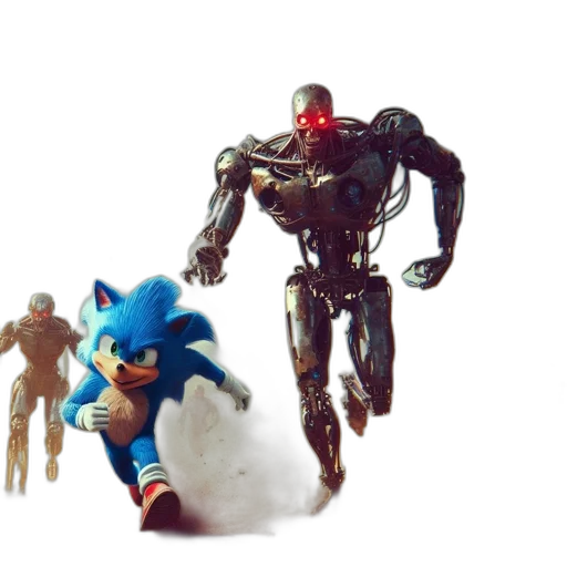 robot, concept art, 3d render, comic book art, pixel art, blue, anthropomorphic, hedgehog transparent PNG cut-out