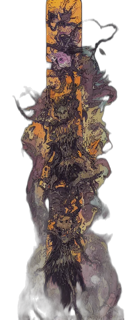 dragon, creature, mask, staff transparent PNG cut-out