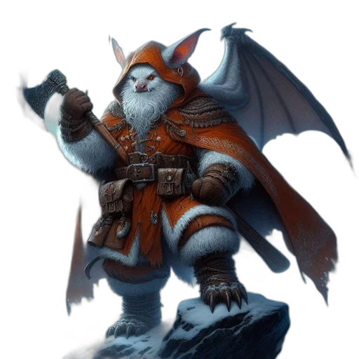 dragon, staff, creature, fantasy art, concept art, anthropomorphic, bunny-bat, hybrid transparent PNG cut-out