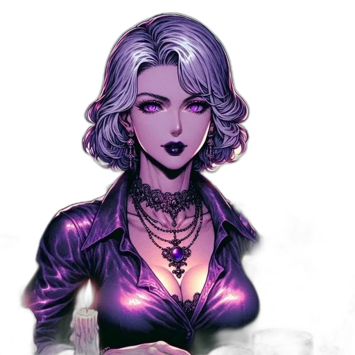 jewelry, comic book art, cyberpunk, concept art, fantasy art, neon lights, dark, monochrome transparent PNG cut-out