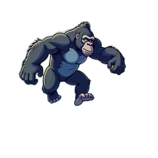 animal, creature, concept art, pixel art, comic book art, cartoon, gorilla, jumping transparent PNG cut-out