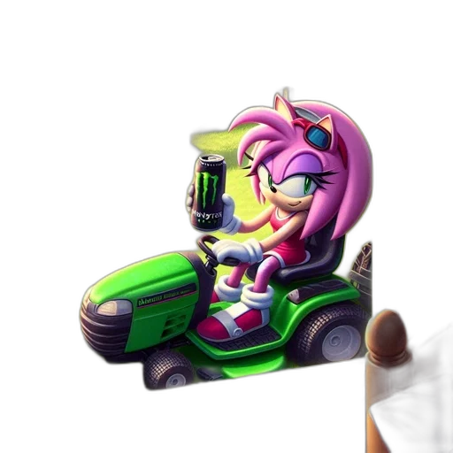weapon, car, robot, hair, concept art, 3d render, vaporwave, cartoon transparent PNG cut-out