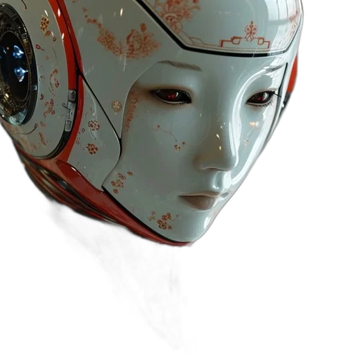 robot, mask, face, creature, 3d render, concept art, cyberpunk, photorealistic transparent PNG cut-out