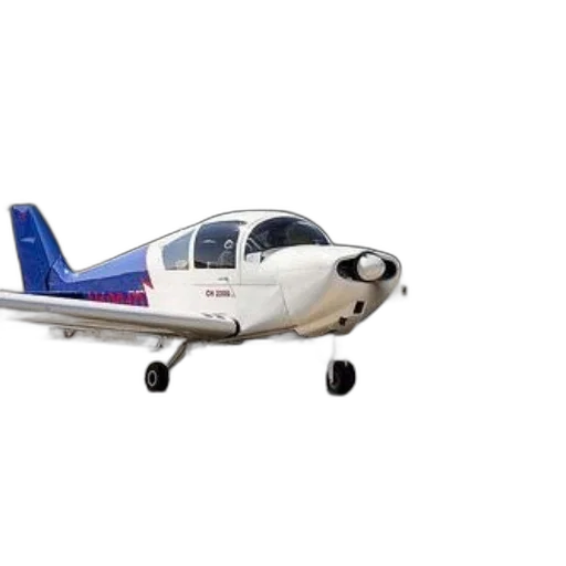 small, white, airplane, blue, accents, parked, runway transparent PNG cut-out