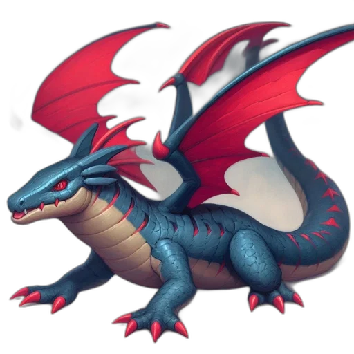 dragon, animal, creature, fantasy art, concept art, pixel art, 3d render, red transparent PNG cut-out