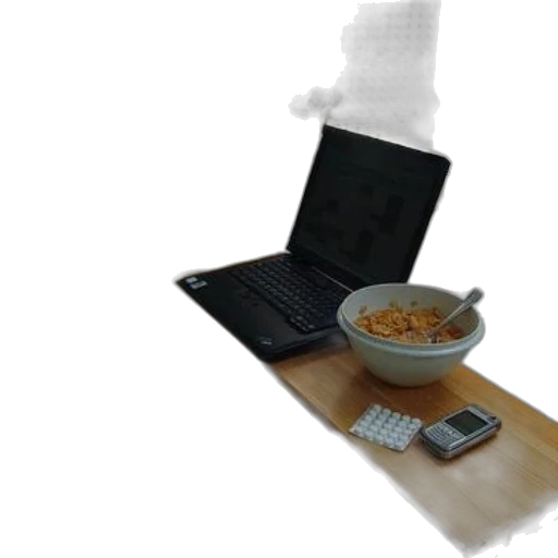 food, staff, robot, 3d render, concept art, photorealistic, fog, laptop transparent PNG cut-out