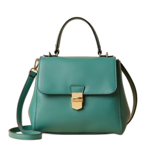 green, pastel, blue, teal-colored, leather, handbag, shiny, finish transparent PNG cut-out