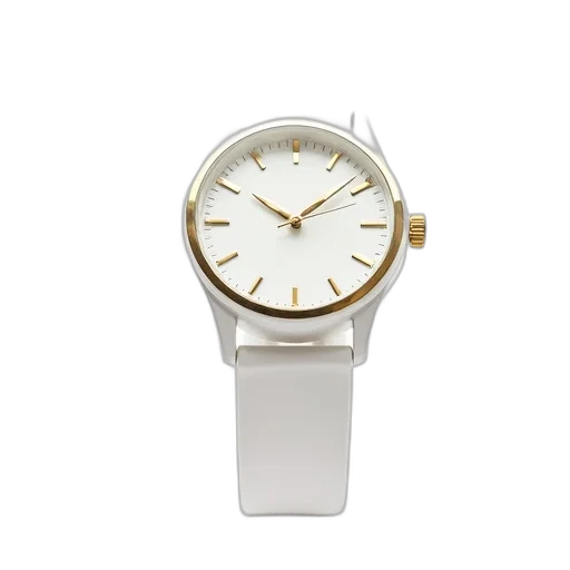 jewelry, white, wristwatch, dial, gold-colored, bezel, displayed, against transparent PNG cut-out