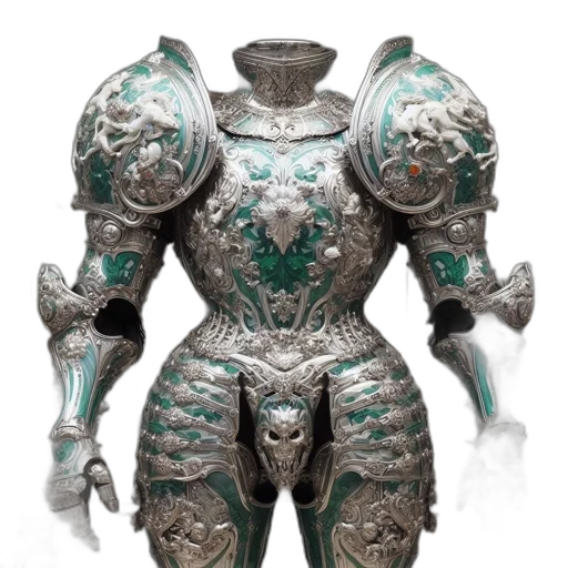 robot, jewelry, dress, mask, concept art, 3d render, fantasy art, green transparent PNG cut-out