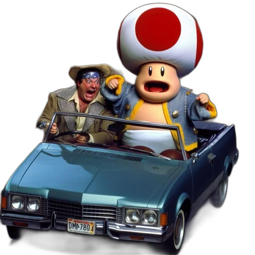 car, hat, concept art, 3d render, pixel art, two, characters, cowboy-like transparent PNG cut-out